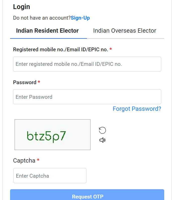 Voter Card Download Kaise Kare : Process Step 2 